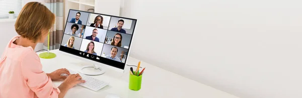 Werk Vanuit Huis Remote Video Conference Call — Stockfoto