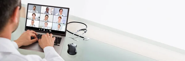 Doctors Video Conferencing Learning Online Computer — Stock Photo, Image