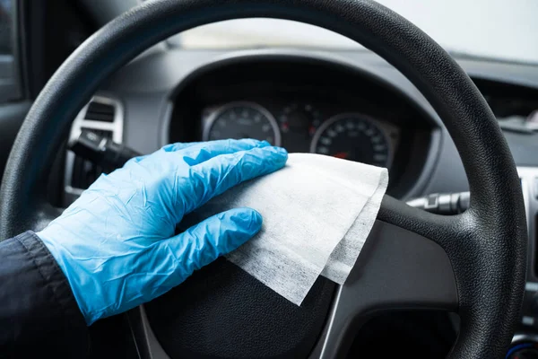 Cleaning Car Sanitizer Wipe Virus Infection — Stock Photo, Image