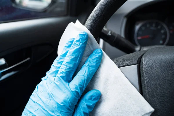 Cleaning Car Sanitizer Wipe Virus Infection — Stock Photo, Image