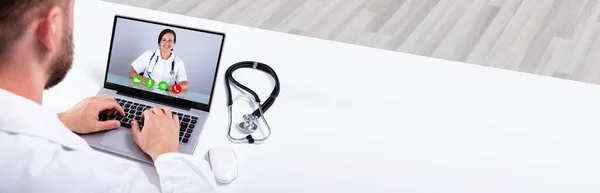 Doctor Medical Elearning Online Video Conference — 스톡 사진