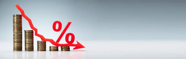 Discount Percentage Decrease Money Percent Sign Concept — Stock Photo, Image