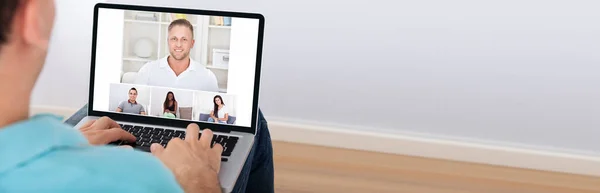 Aprender Trabajar Desde Casa Videoconferencia Llamada — Foto de Stock