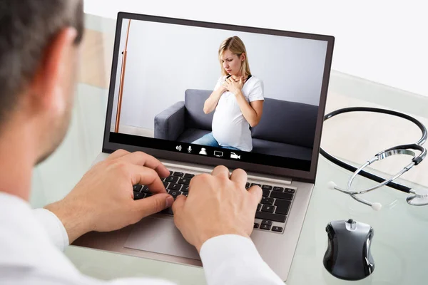 Doctor Video Conference Call Sick Patient — Stock Photo, Image