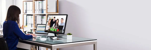 Business Video Conference Call Online Office Meeting — Stock Photo, Image