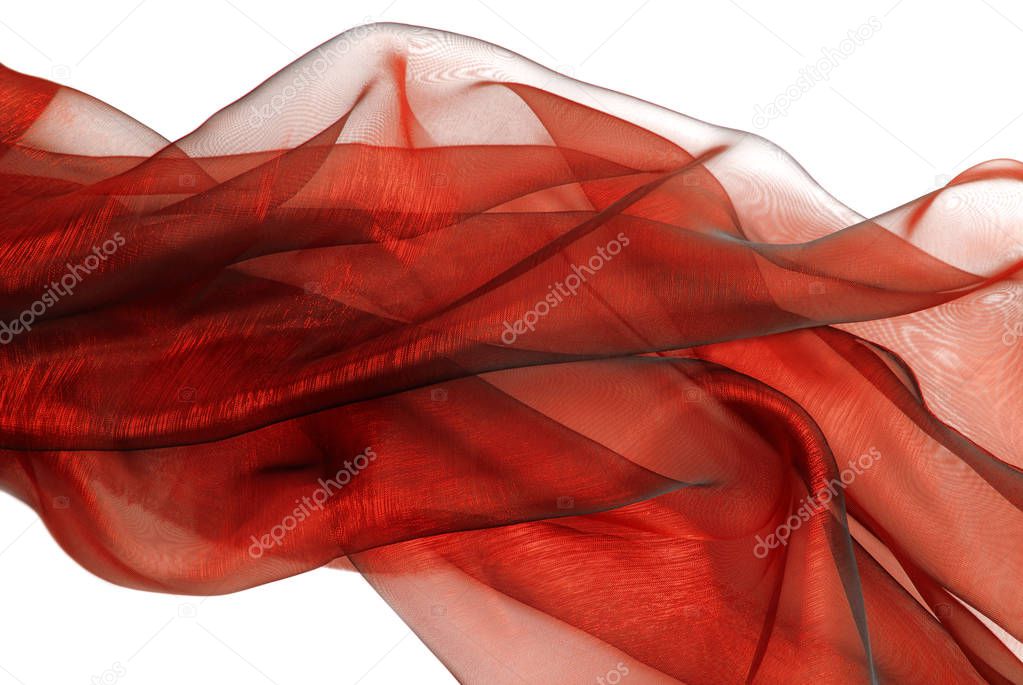  wavy red organza fabric