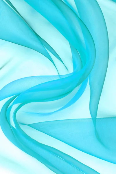 Mavi Organze kumaş dalgalı doku — Stok fotoğraf