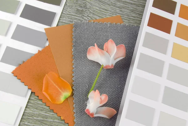 Amostras de tecido projetando combinar com cores — Fotografia de Stock