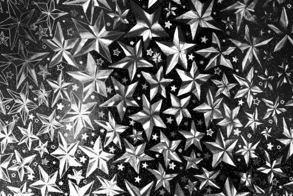Noir Blanc Étoiles Abstrait Fond Halographique — Photo