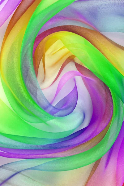 Twisted Twirl Organza Fabric Multicolour Texture — Stock Photo, Image