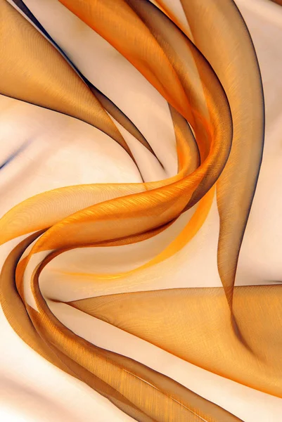 Gouden Organza Stof Golvende Textuur — Stockfoto