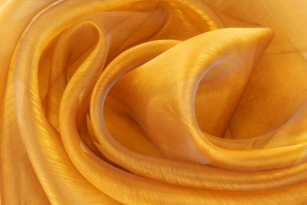 Golden Organza Fabric Wavy Texture — Stock Photo, Image