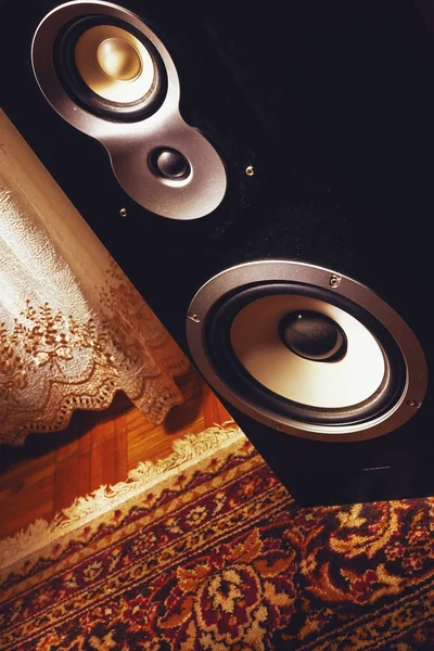 Stare zakurzone głośnik w salonie — Zdjęcie stockowe