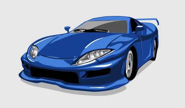 Modré auto na šedém pozadí — Stockový vektor