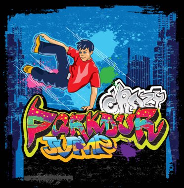 bir çocuk parkour pratik