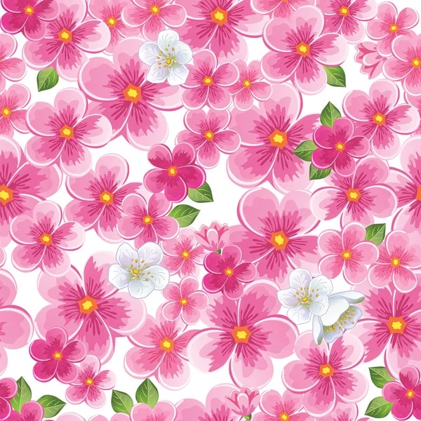 Fundo Bonito Com Flores Rosa Desenhadas Ilustração Sem Costura Adequado — Vetor de Stock