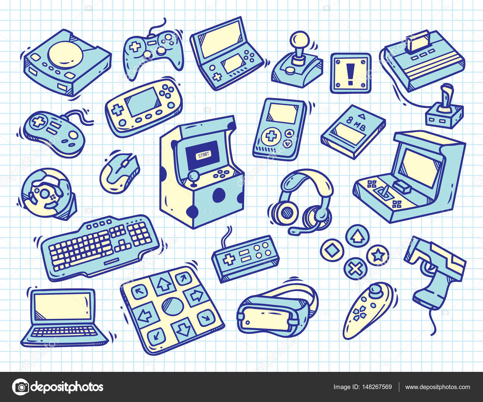 Premium Vector  Set of video game doodle illustration