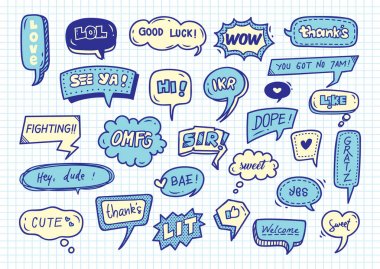 Şirin konuşma balonu doodle 