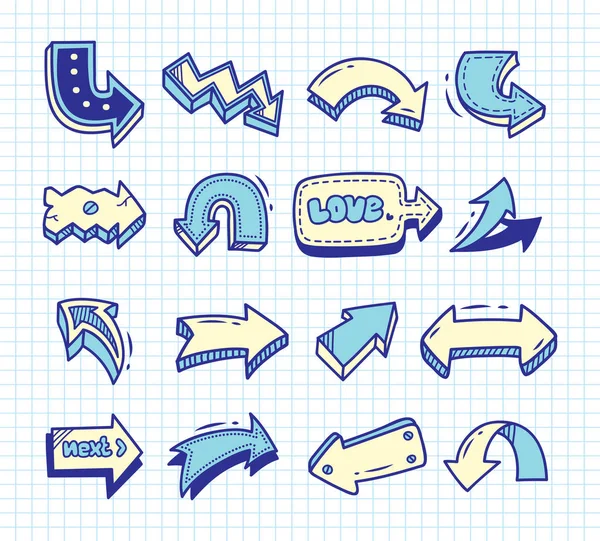 Set pijl doodle — Stockvector