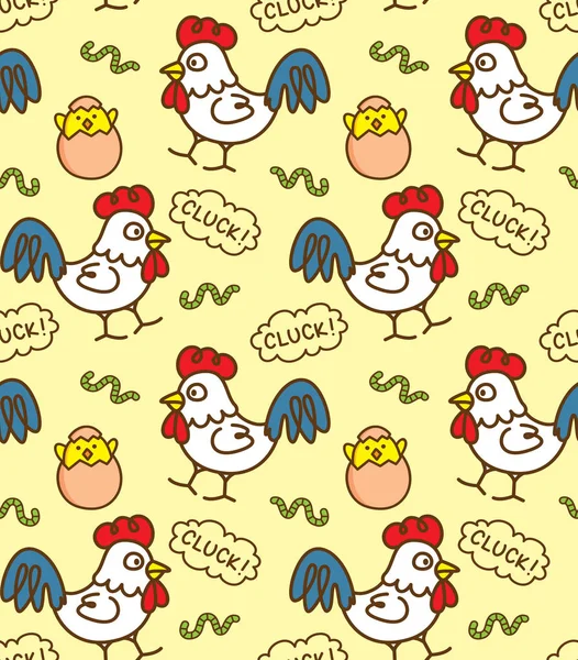 Cartoon chicken seamless pattern — Stock Vector