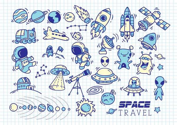 空间制作主题的涂鸦 — 图库矢量图片