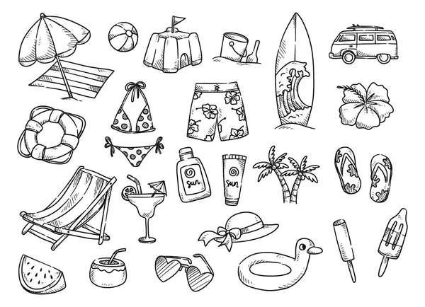 Tema de playa doodle — Archivo Imágenes Vectoriales