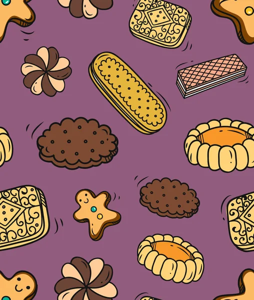 Biscuit doodle bezešvé pozadí — Stockový vektor