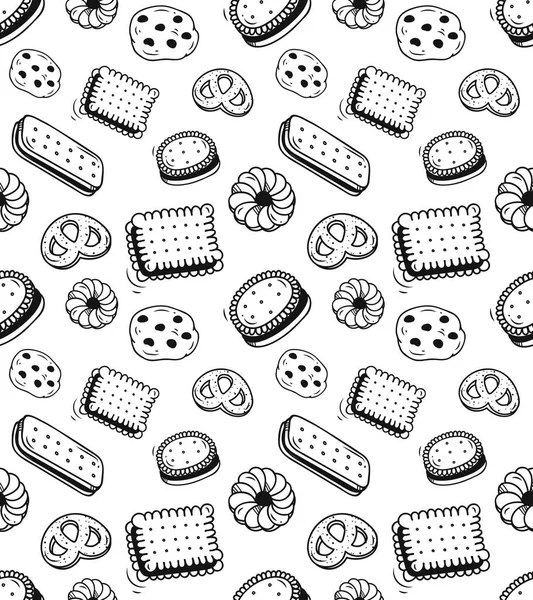 Galleta doodle fondo sin costuras — Archivo Imágenes Vectoriales