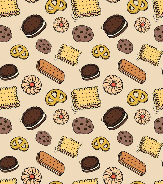 Galleta doodle fondo sin costuras — Archivo Imágenes Vectoriales