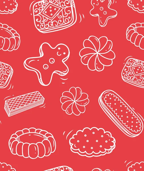 Galleta doodle fondo sin costuras — Archivo Imágenes Vectoriales