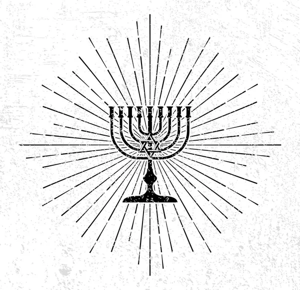 Menorah Silhouette mit Sonnenbrand — Stockvektor