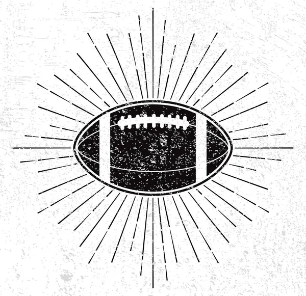 Bola de rugby vintage con sunburst — Archivo Imágenes Vectoriales