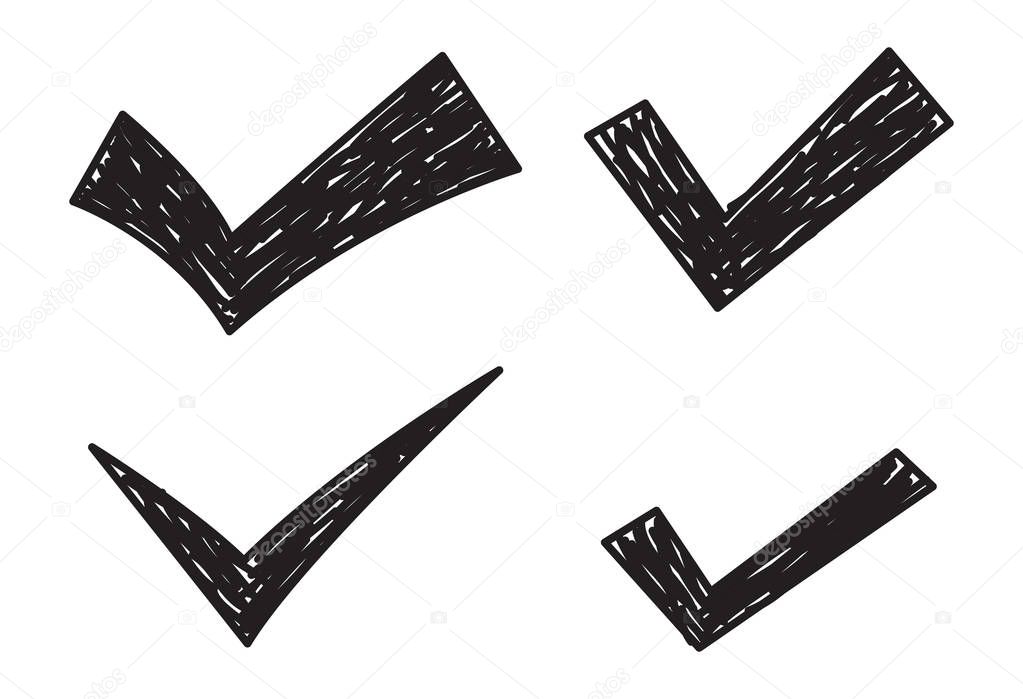 Set of check mark doodle