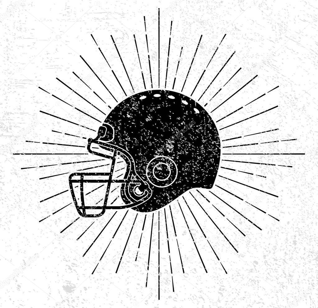 Vintage rugby helmet with sunburst