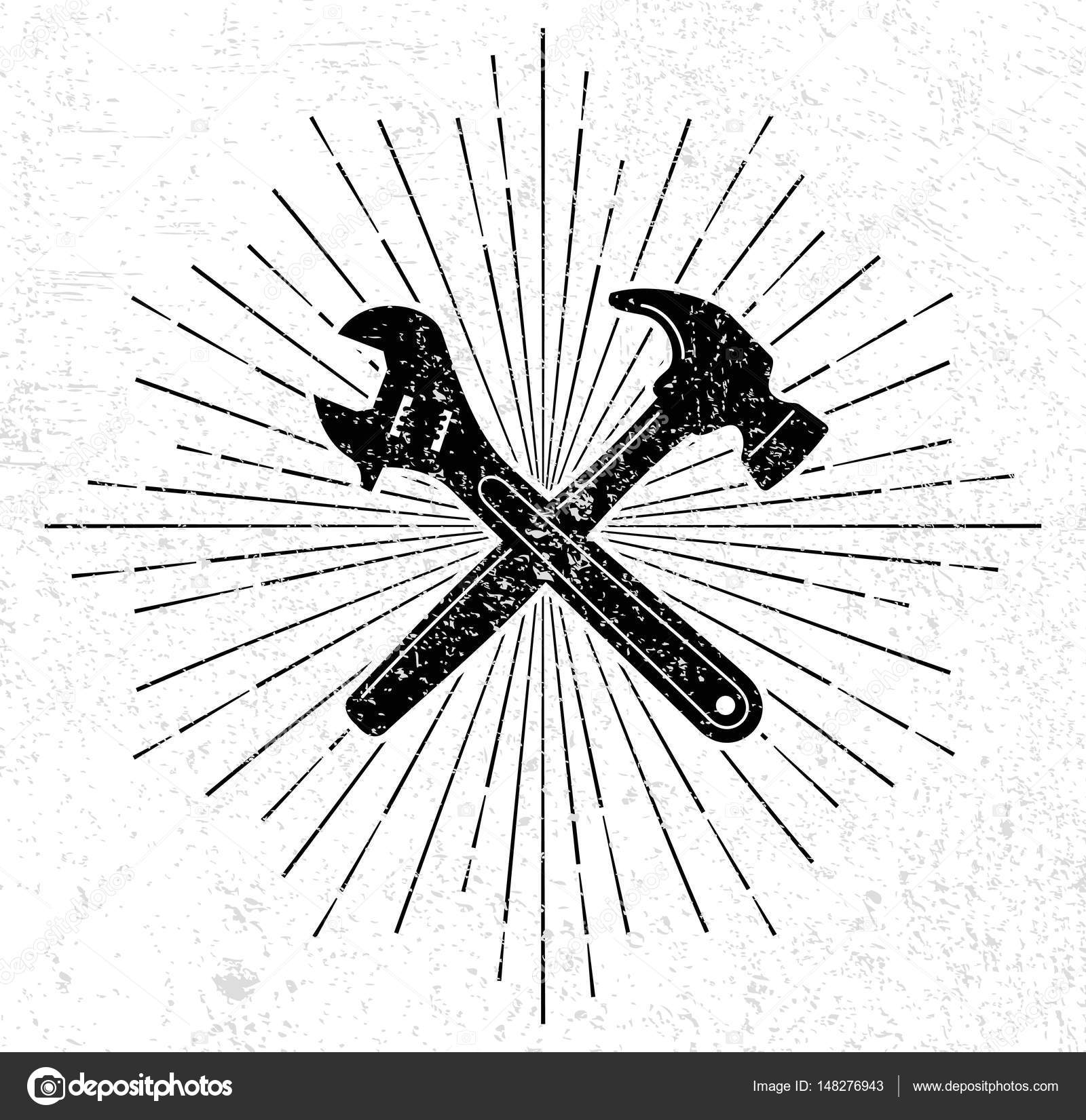 Vintage wrench and hammer logo Stock Illustration by ©mhatzapa 148276943