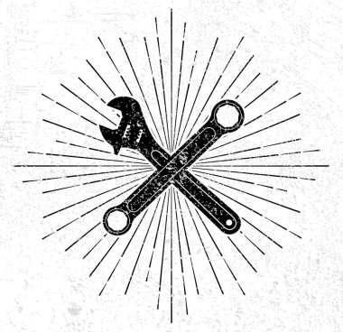 Vintage anahtarı ve çekiç logosunu 