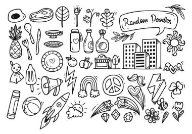Şirin rasgele doodle kümesi