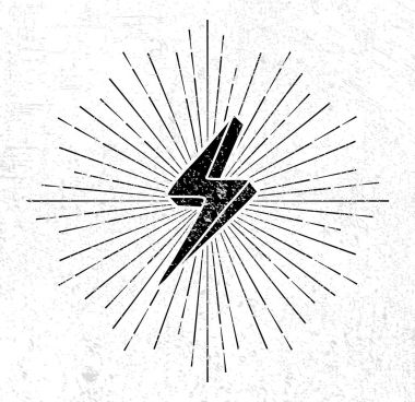 Vintage thunder symbol  clipart