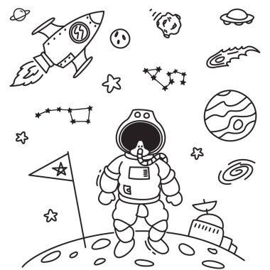 Uzay Tema doodle ile kozmonot