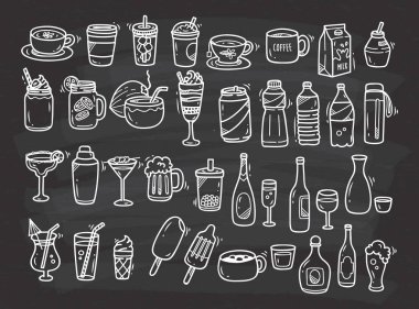 İçecekler kümesi doodle 