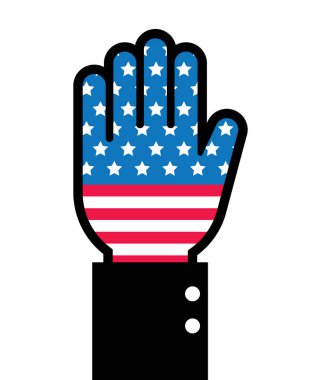 Amerikan bayrağıyla el.