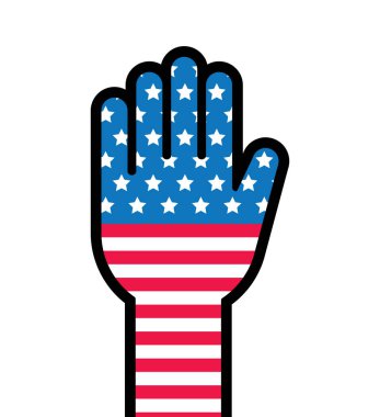 Amerikan bayrağıyla el.