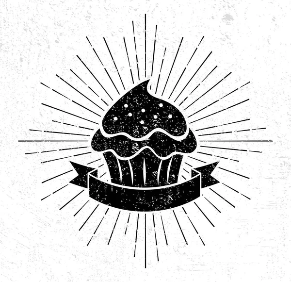 Modelo de logotipo cupcake vintage — Vetor de Stock