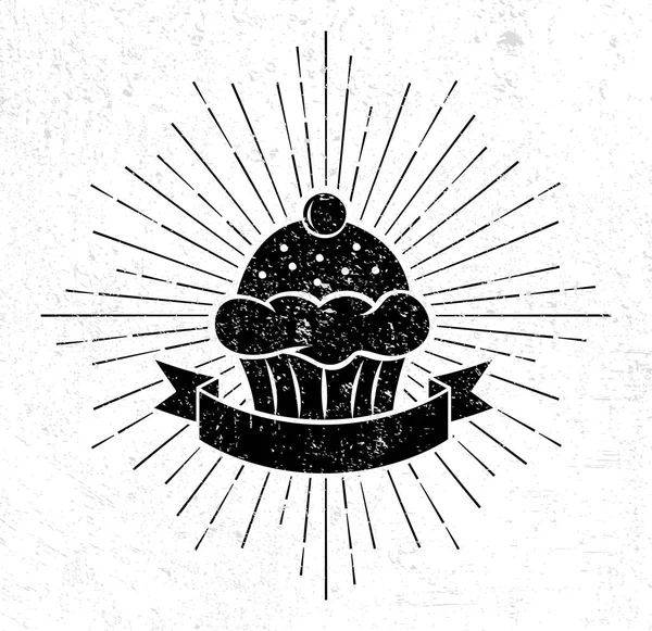 Vintage cupcake logo plantilla — Vector de stock