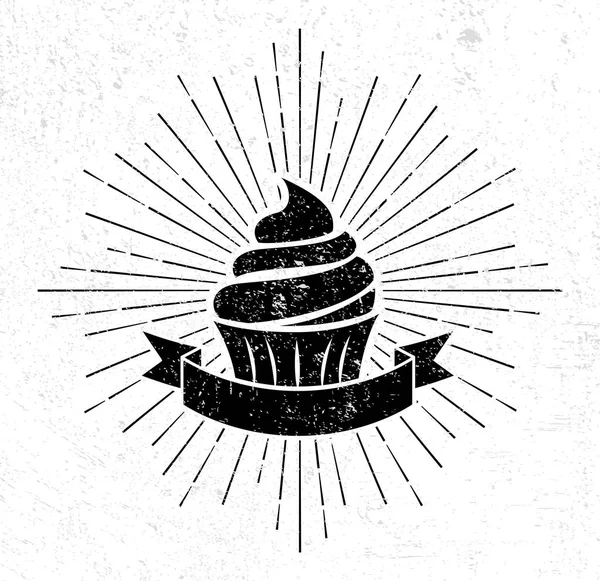 Vintage cupcake logo template — Stock Vector