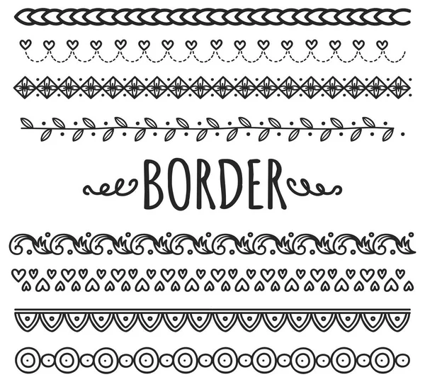 Conjunto de frontera dibujada a mano — Vector de stock