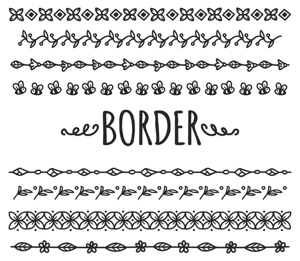 Conjunto de fronteira desenhada à mão — Vetor de Stock