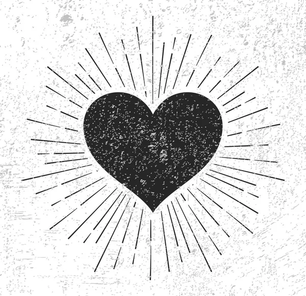 Símbolo de coração com sunburst — Vetor de Stock