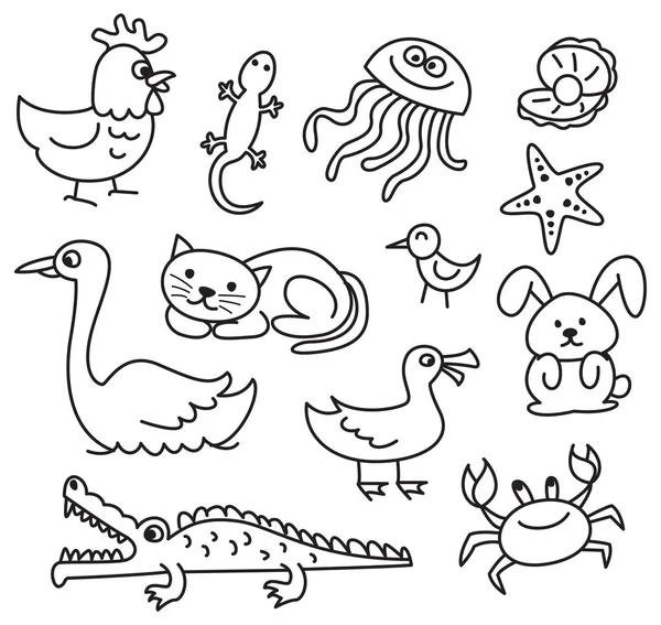 Doodle animal dos desenhos animados — Vetor de Stock