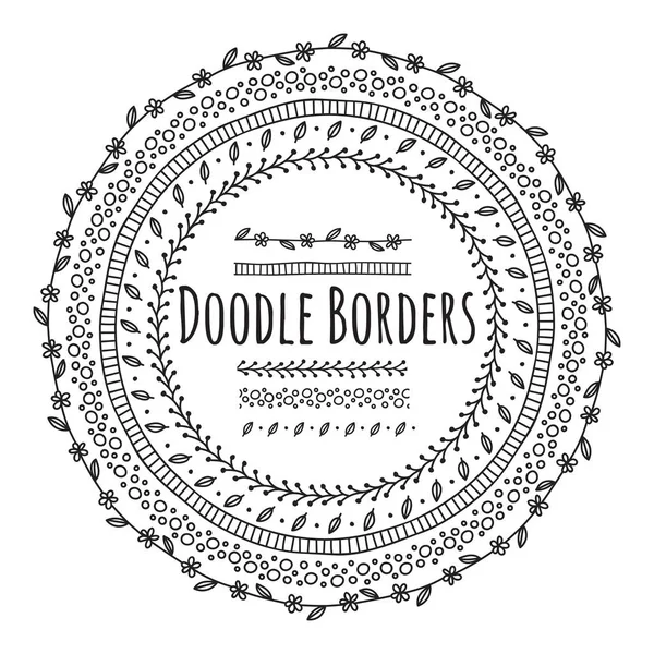 Conjunto de fronteira doodle — Vetor de Stock